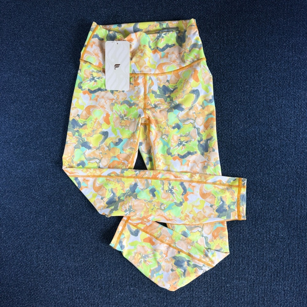 Fabletics Define High-Waisted 7/8 Leggings Painted Marigold Floral‎ XS LG1828243